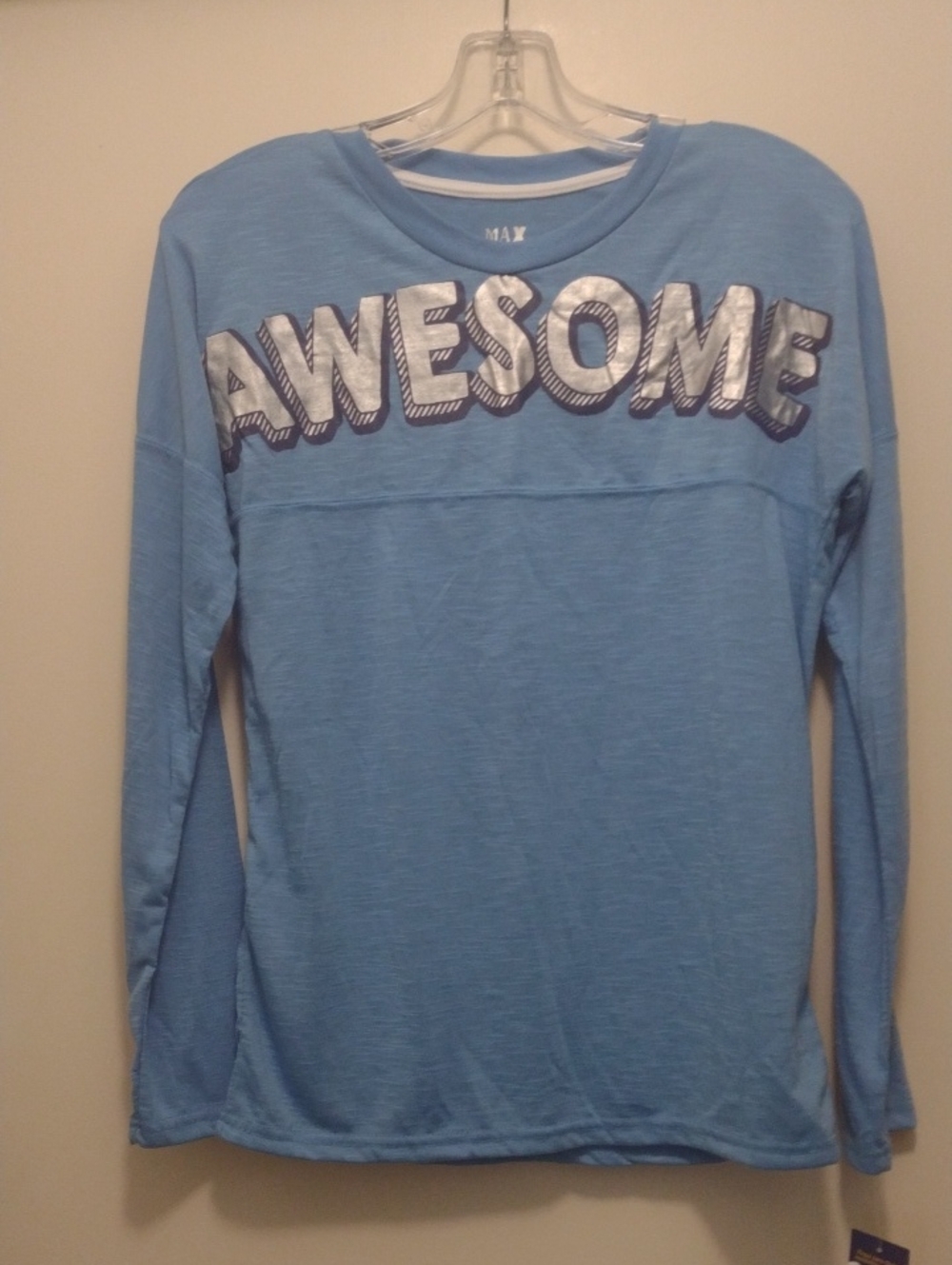 Max & Olivia Boy's Light Blue "Awesome" Long-Sleeve Shirt (J1126)